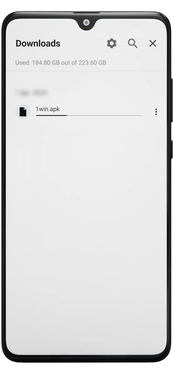Find 1win apk file in the downloads folder on your device.